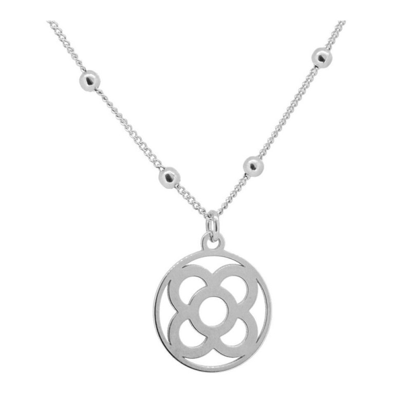 COLLAR DE BOLAS PEQUEÃÂAS Y COLGANTE FLOR DE BARCELONA PLATA