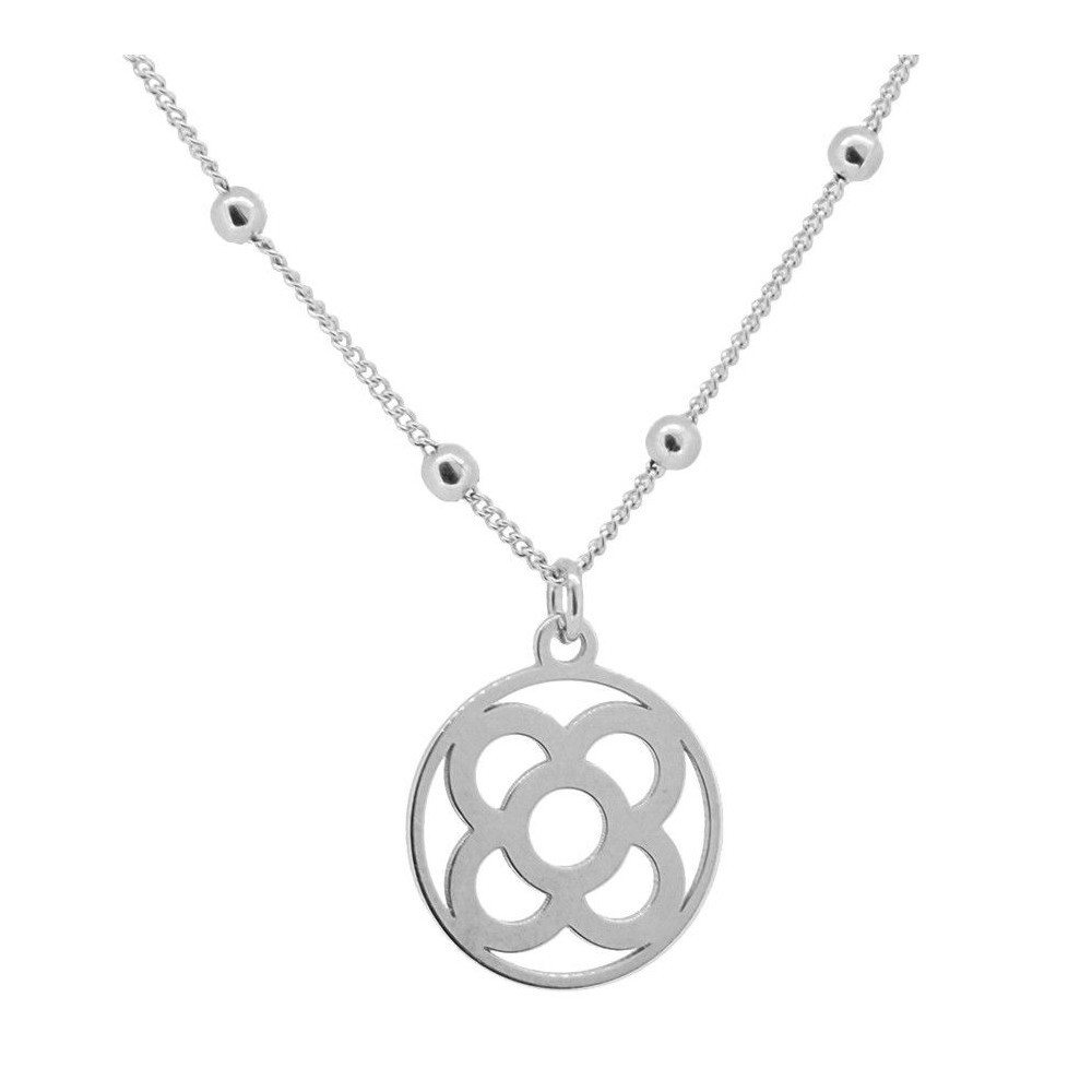 COLLAR DE BOLAS PEQUEÃÂAS Y COLGANTE FLOR DE BARCELONA PLATA