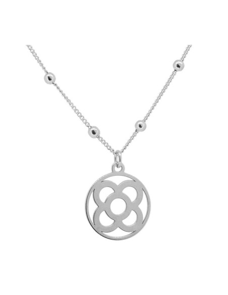COLLAR DE BOLAS PEQUEÃÂAS Y COLGANTE FLOR DE BARCELONA PLATA