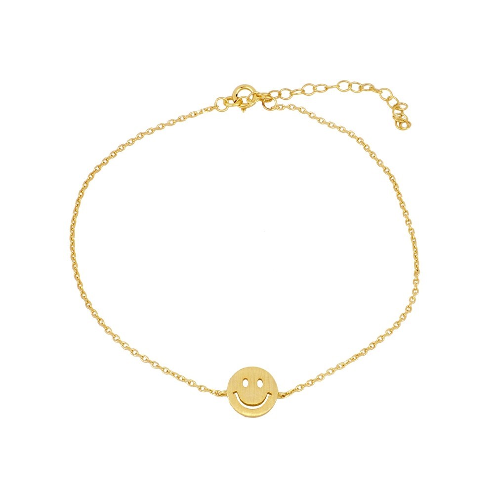 TOBILLERA SMILE 10MM MATE - PLATA DORADA