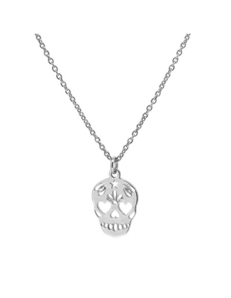 COLLAR CON COLGANTE DE CALAVERA MEXICANA PLATA