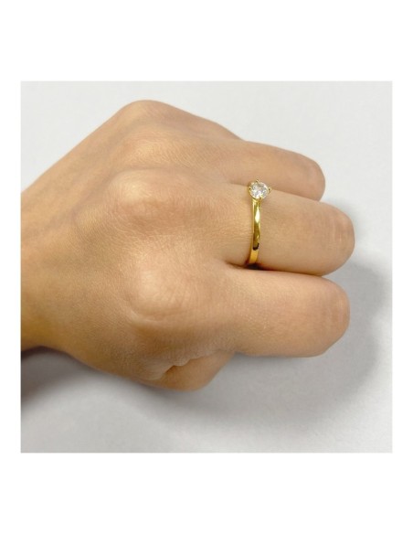  ANILLO SOLITARIO LISO CON CIRCONITA BLANCA 4MM - PLATA DETALLE