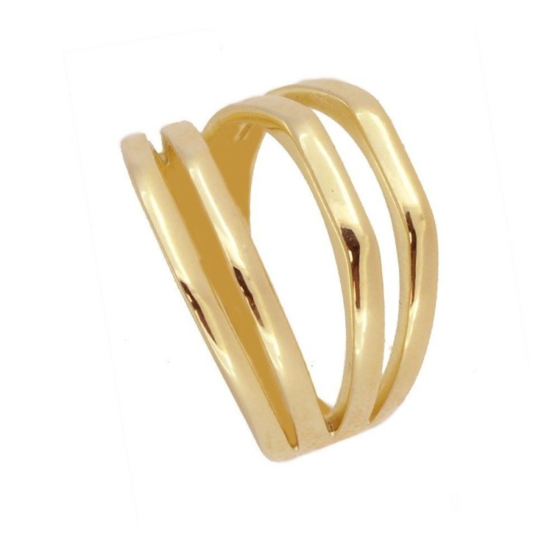 ANILLO ANCHO 4 BARRAS ABIERTAS - PLATA 925 DORADA