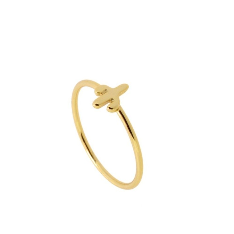ANILLO CON CACTUS LISO 6x5MM - PLATA 925 DORADA