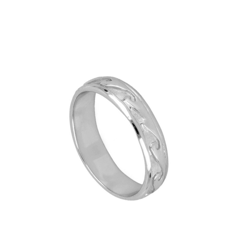 ANILLO ANCHO CON GRABADO DE OLAS - PLATA 925
