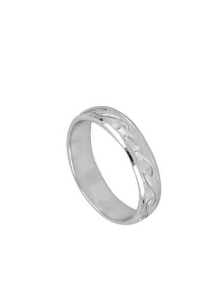 ANILLO ANCHO CON GRABADO DE OLAS - PLATA 925
