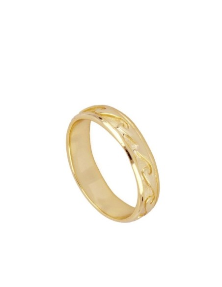 ANILLO ANCHO CON GRABADO DE OLAS - PLATA 925 DORADA