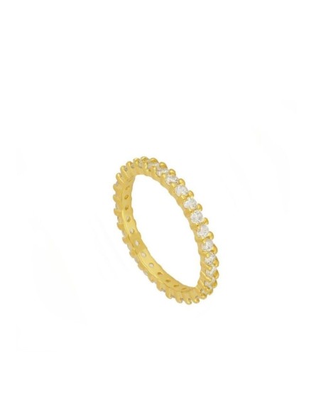ANILLO TOTAL CIRCONITA BLANCAS GRANDES - PLATA 925 DORADA
