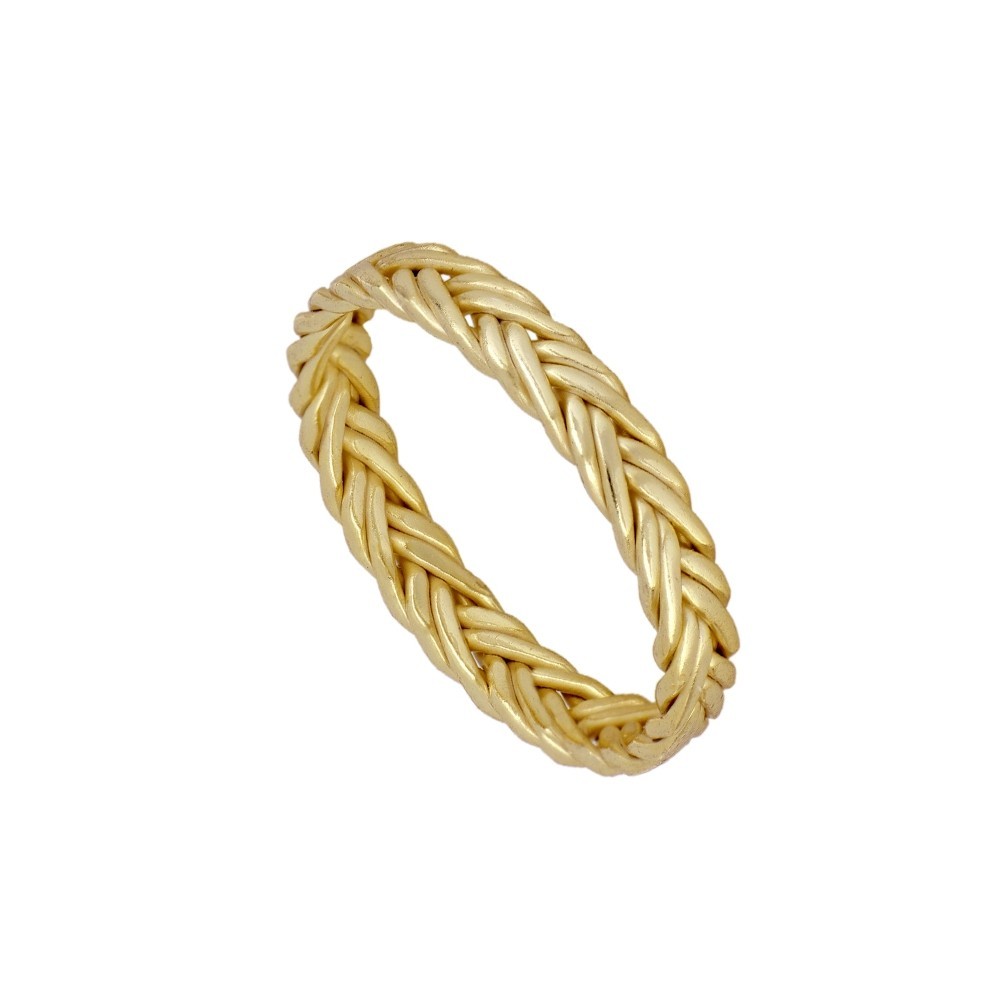 ANILLO TRENZADO 4MM - PLATA 925 DORADA