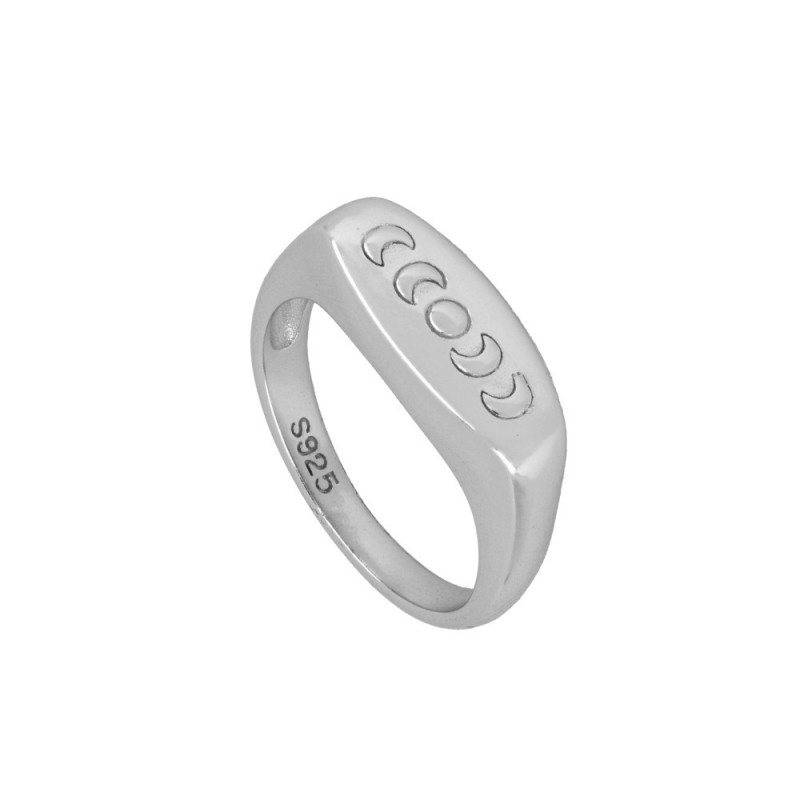 ANILLO SELLO ALARGADO FASES LUNARES - PLATA 925