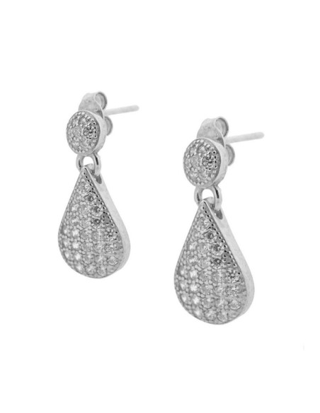 PENDIENTE MARQUESINA BASE LAGRIMA CIRCONITAS BLANCAS - PLATA 925