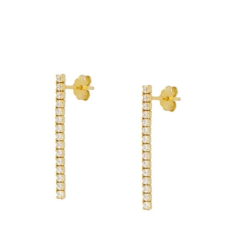 PENDIENTE RIVIERE CZ BLANCA LARGO 3CM - PLATA 925 DORADA