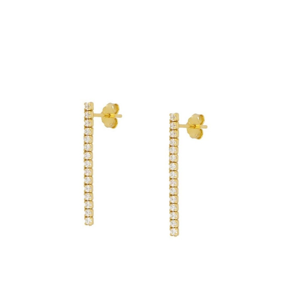 PENDIENTE RIVIERE CZ BLANCA LARGO 3CM - PLATA 925 DORADA