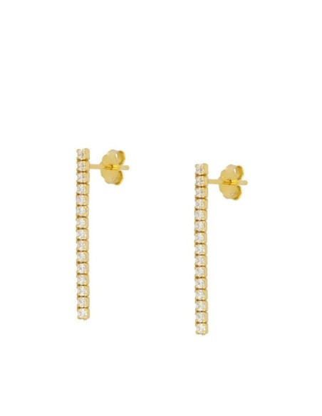 PENDIENTE RIVIERE CZ BLANCA LARGO 3CM - PLATA 925 DORADA