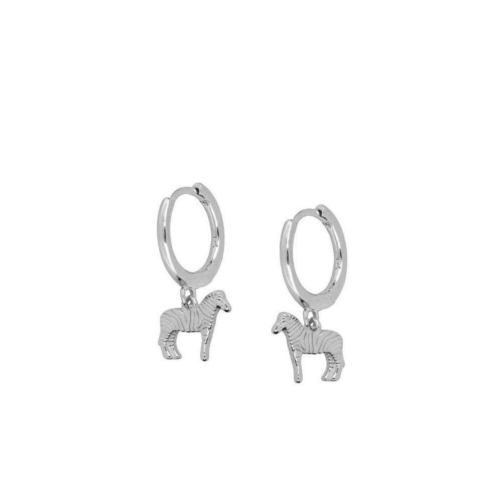 PENDIENTE ARO 11MM + CEBRA 9X10MM - PLATA 925