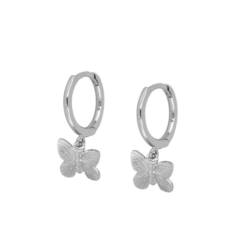 PENDIENTE ARO 11MM + MARIPOSA 10MM - PLATA 925