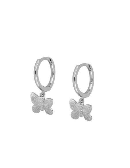 PENDIENTE ARO 11MM + MARIPOSA 10MM - PLATA 925