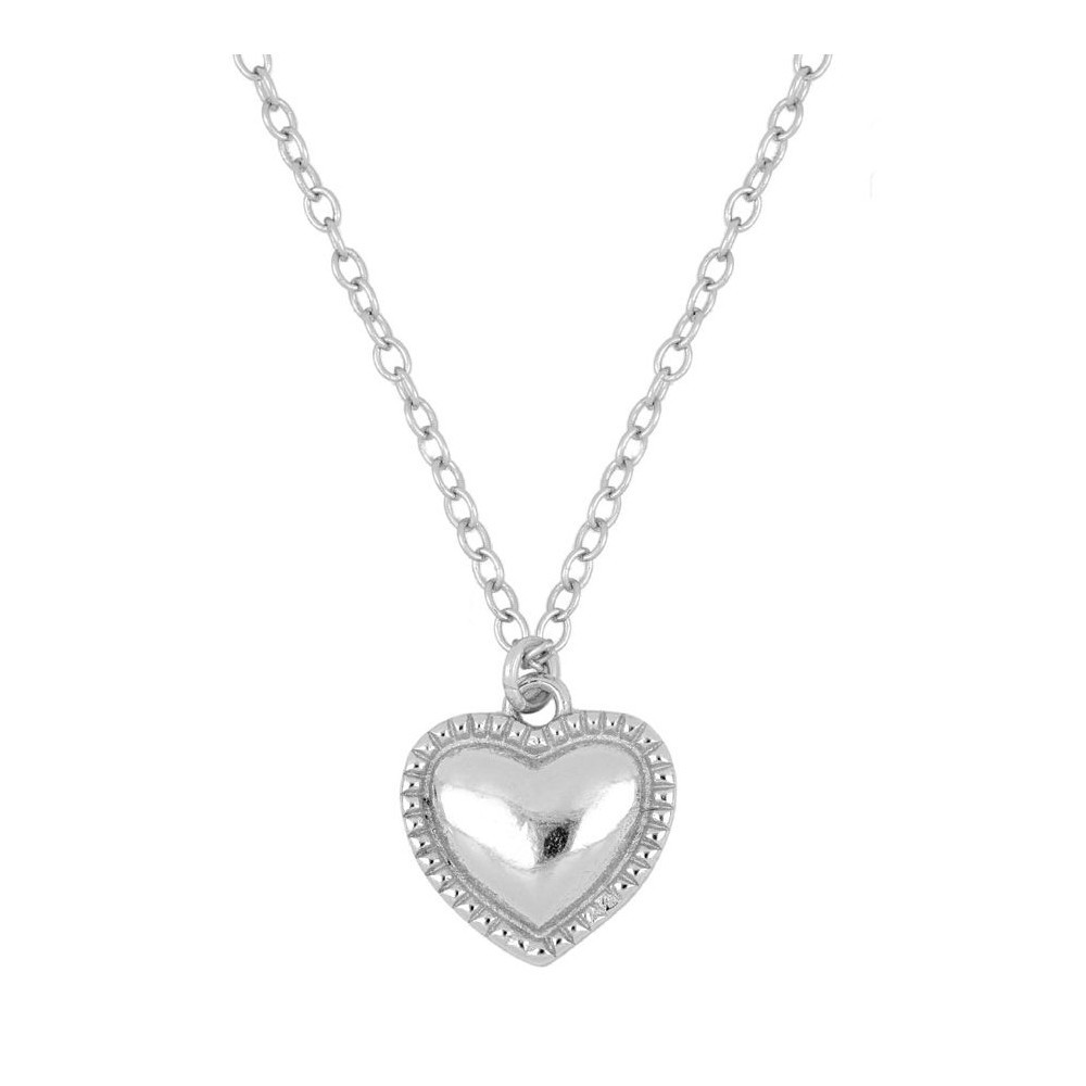COLLAR CON COLGANTE CORAZON EN RELIEVE PLATA