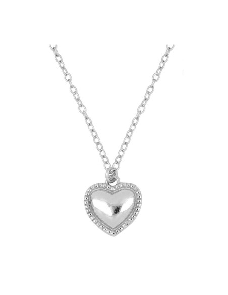 COLLAR CON COLGANTE CORAZON EN RELIEVE PLATA