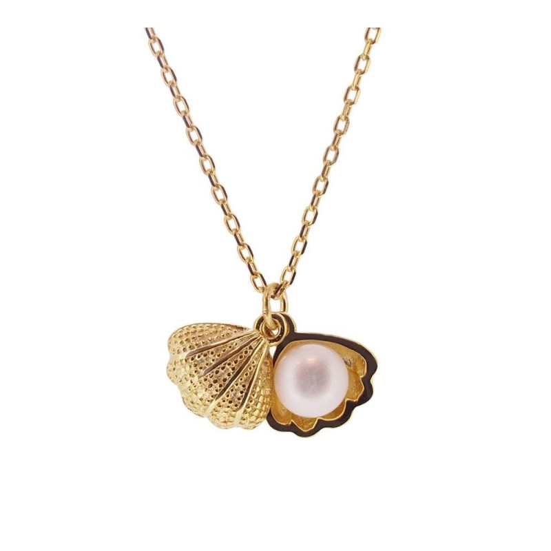 CALYPSO SHELL AND PEARL PENDANT NECKLACE IN 18K GOLD PLATED SILVER