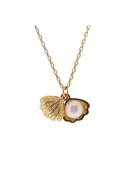CALYPSO SHELL AND PEARL PENDANT NECKLACE IN 18K GOLD PLATED SILVER