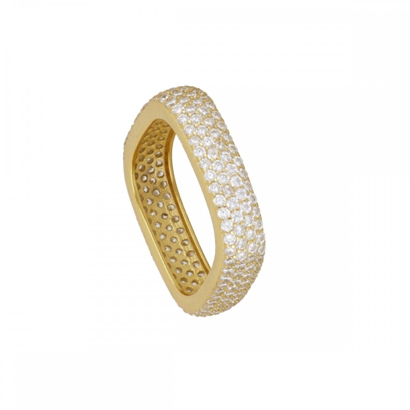 Anillo Scintilla Plata 925  Baño Oro 18k y Microcirconitas Brillantes
