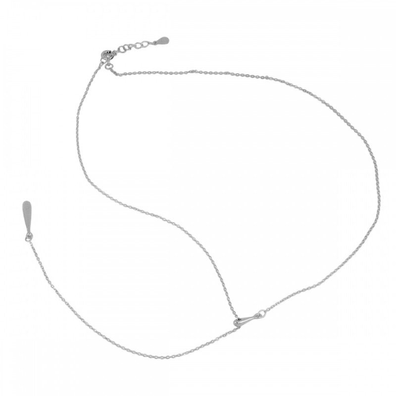 Collar Cadena Pendolo.  Plata 925 Baño Rodio.. Simple y Elegante