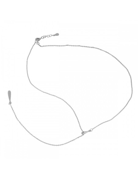 Collar Cadena Pendolo.  Plata 925 Baño Rodio.. Simple y Elegante