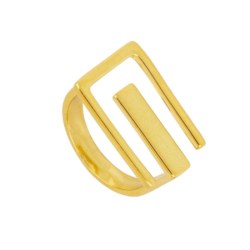 ANILLO GEOMETRICO BRUNA CON BAÑO ORO 18K. Diseño Moderno y minimalista
