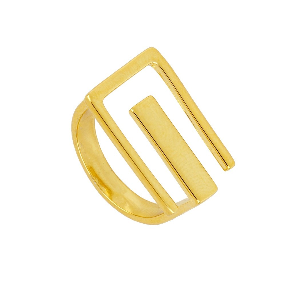 ANILLO GEOMETRICO BRUNA CON BAÑO ORO 18K. Diseño Moderno y minimalista