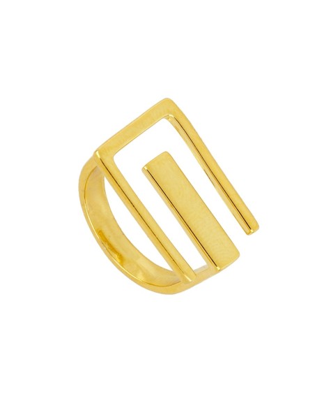 ANILLO GEOMETRICO BRUNA CON BAÑO ORO 18K. Diseño Moderno y minimalista