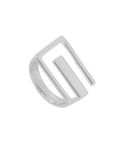 ANILLO GEOMETRICO BRUNA CON BAÑO RODIO
