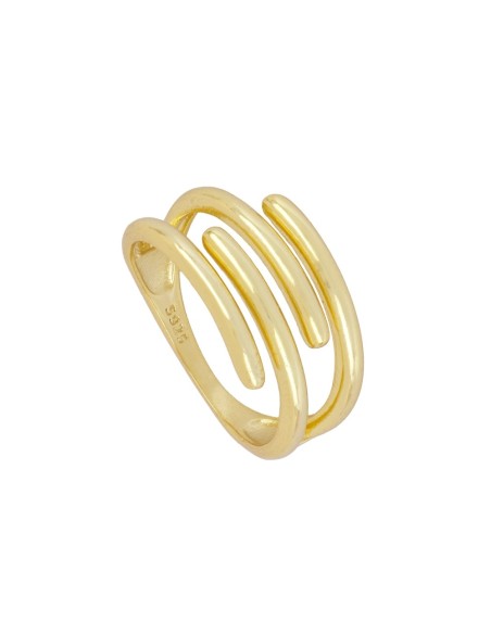 Anillo barras abierto Plata 925 baño Oro18K. Diseño Moderno y Juvenil
