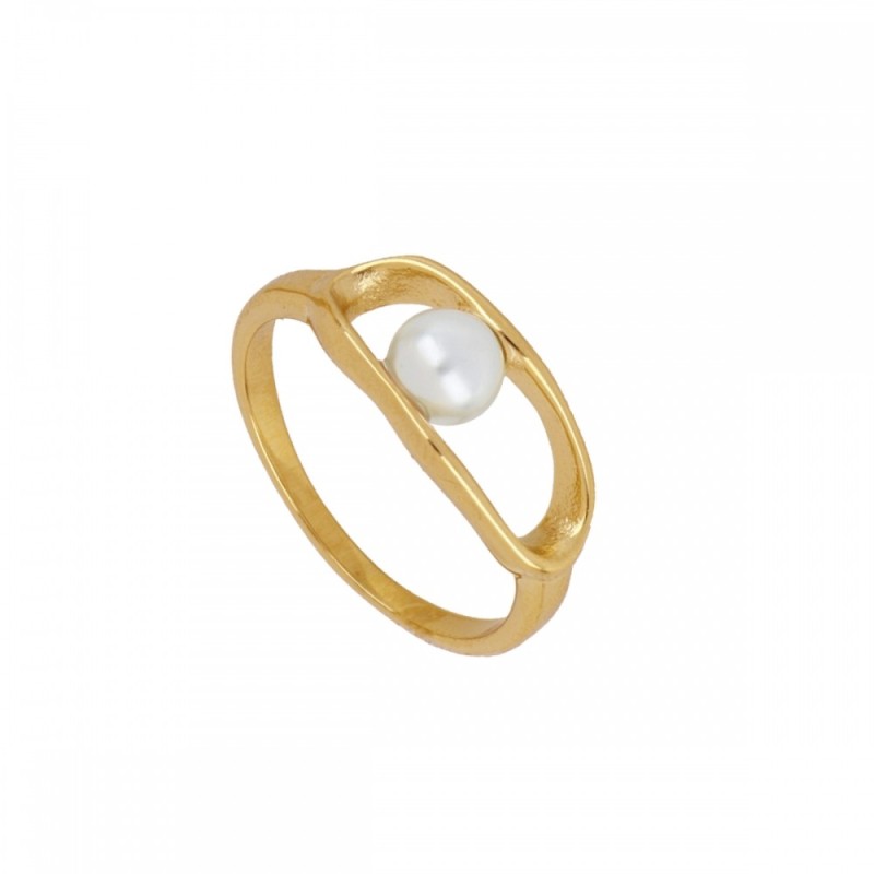 Anillo Calypso | Baño de Oro 18k y Perla | Elegancia Natural