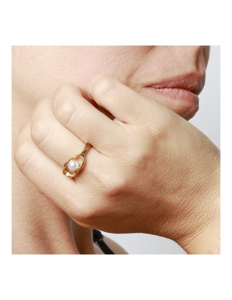 Anillo Calypso | Acero Inoxidable con Perla | Elegancia Natural