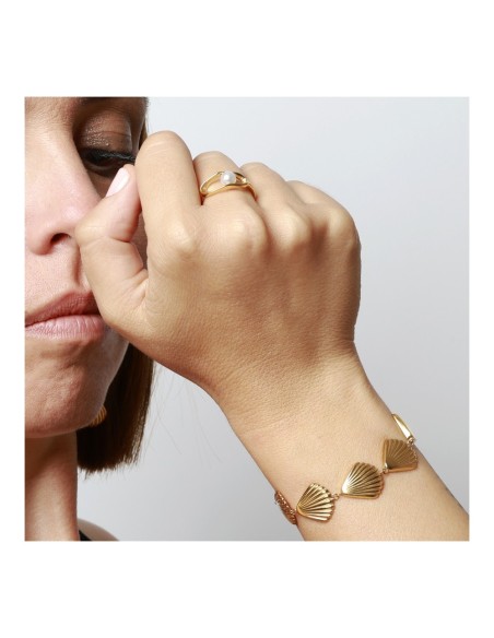 Anillo Calypso | Acero Inoxidable con Perla | Elegancia Natural