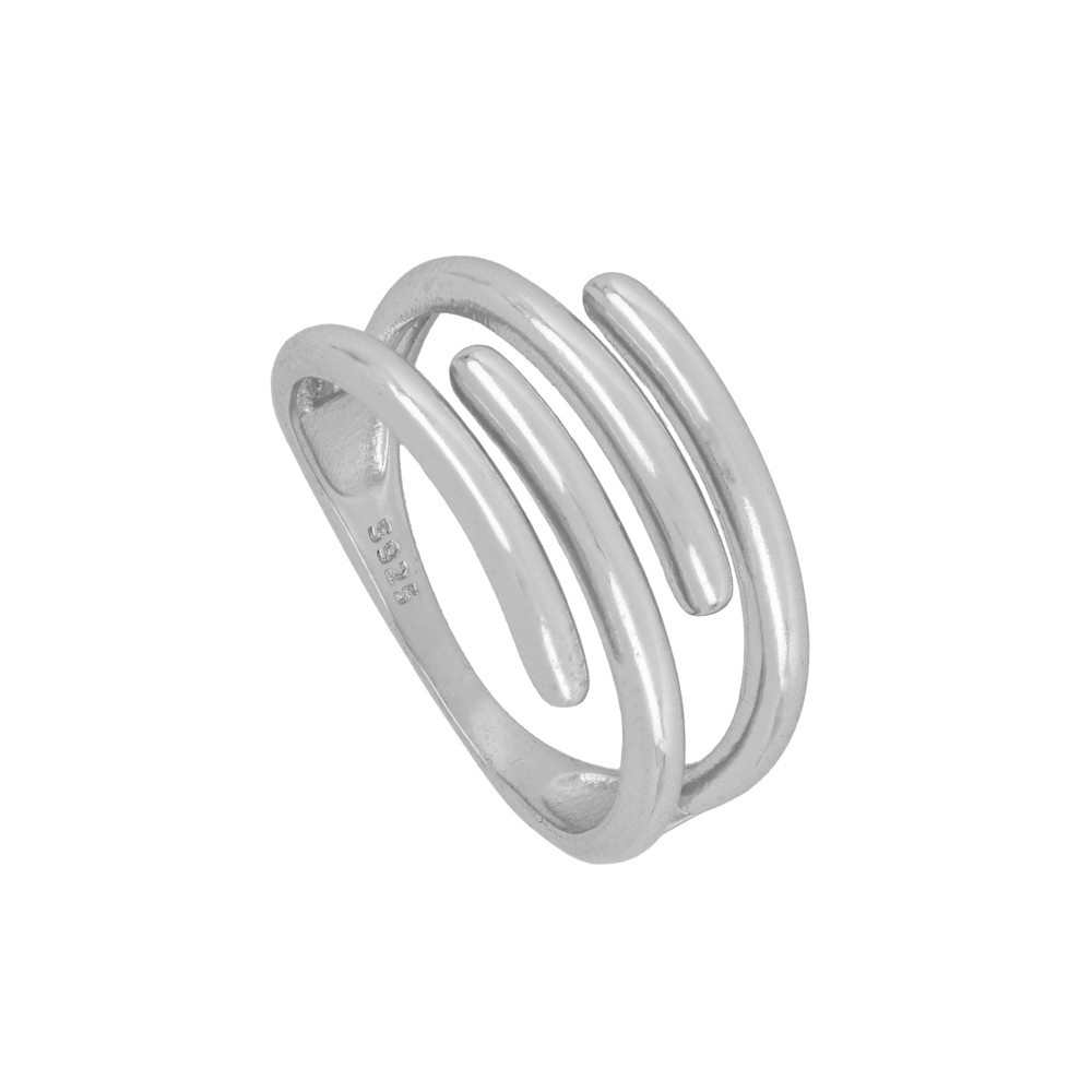 Anillo geométrico en plata con baño de oro - Diseño moderno y juvenil
