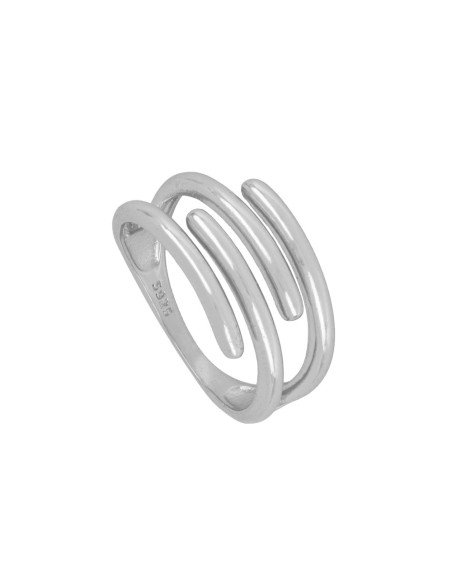 Anillo geométrico en plata con baño de oro - Diseño moderno y juvenil
