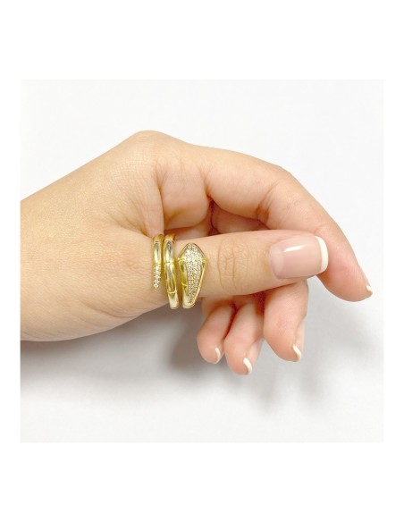 Anillo serpiente en plata bañada en oro de 18k con circonitas incrusta