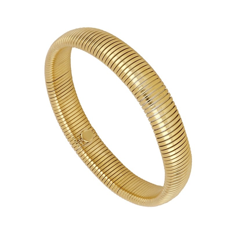 Pulsera Esclava IRINA de Acero con Baño de Oro 18k Elástica