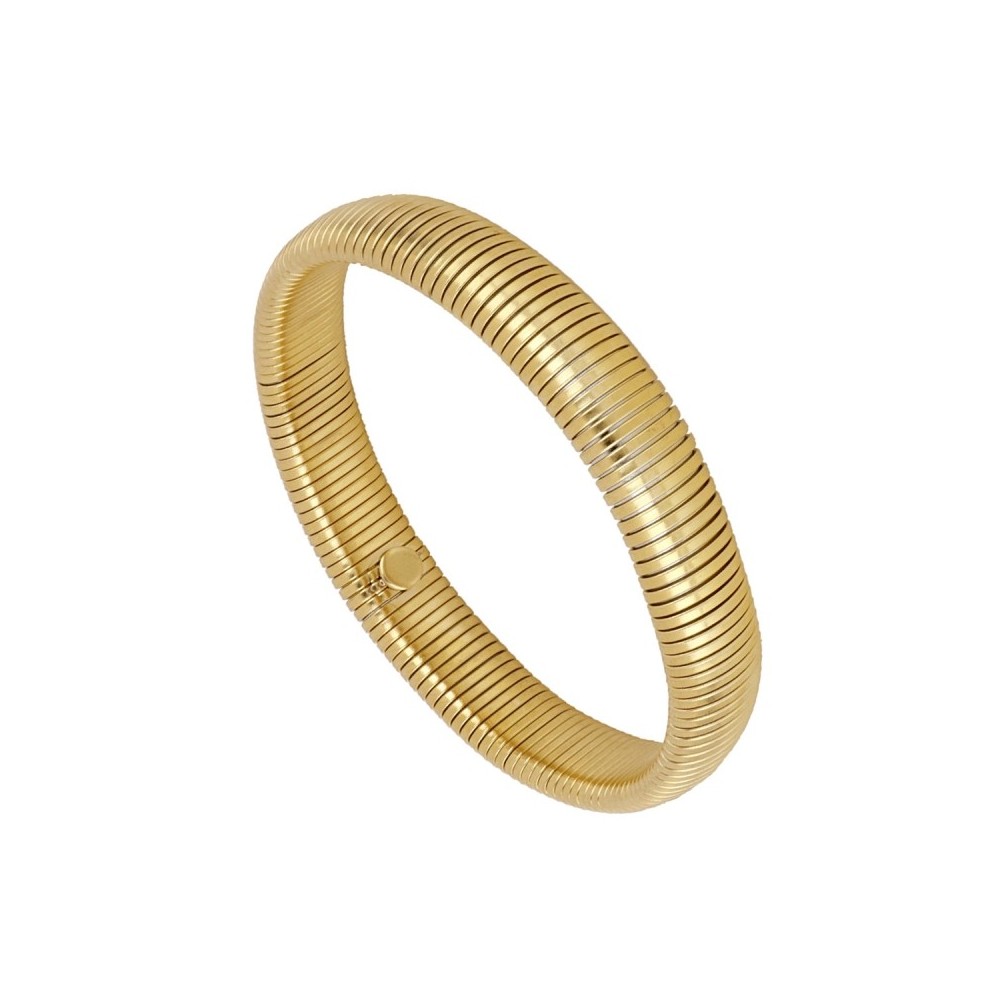 Pulsera Esclava IRINA de Acero con Baño de Oro 18k Elástica