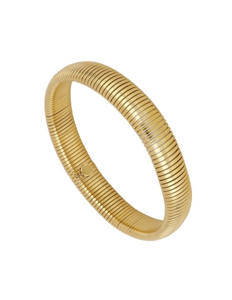 Pulsera Esclava IRINA de Acero con Baño de Oro 18k Elástica