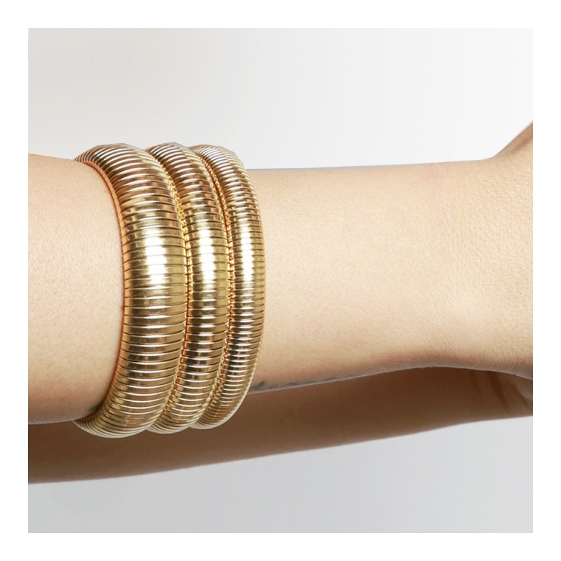 Pulsera Esclava IRINA de Acero con Baño de Oro 18k Elástica 2