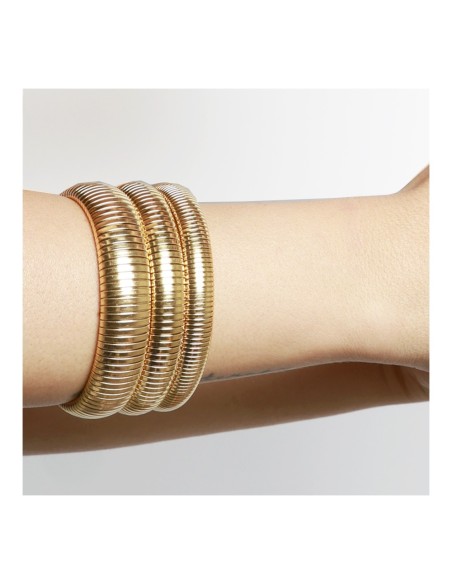 Pulsera Esclava IRINA de Acero con Baño de Oro 18k Elástica