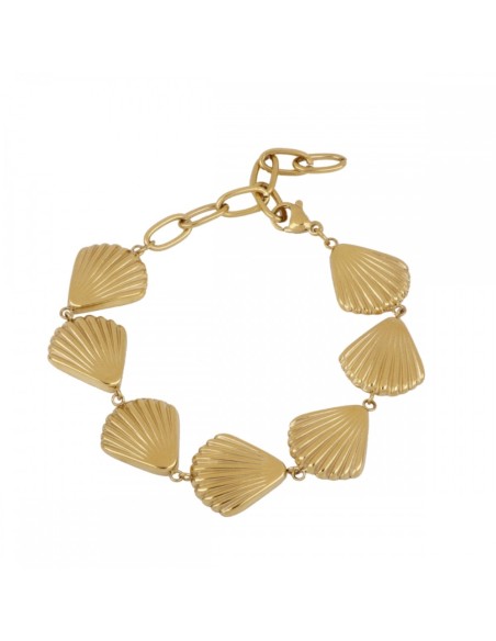 PULSERA MARINA CONCHITAS ACERO BAÑO ORO 18K