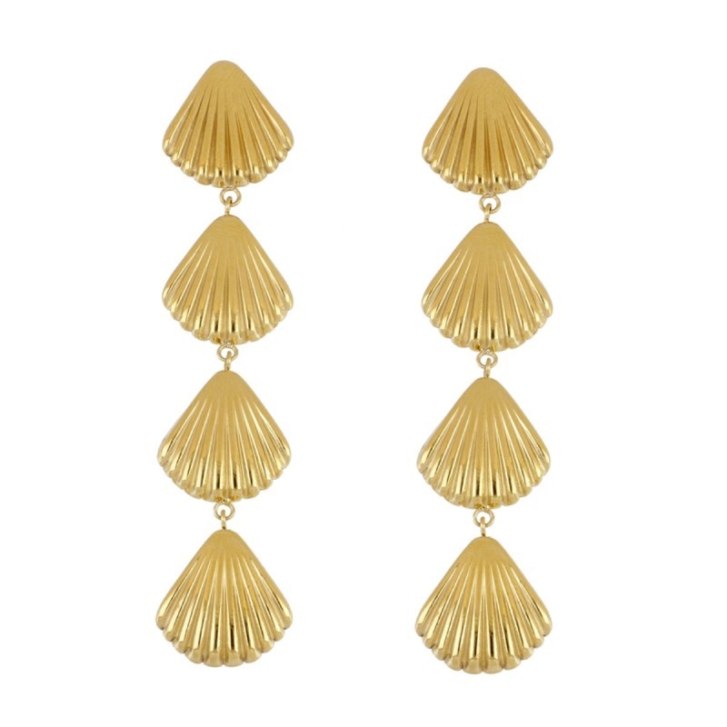 Pendientes de Acero Dorado con Diseño de Conchas Marinas - Elegancia y