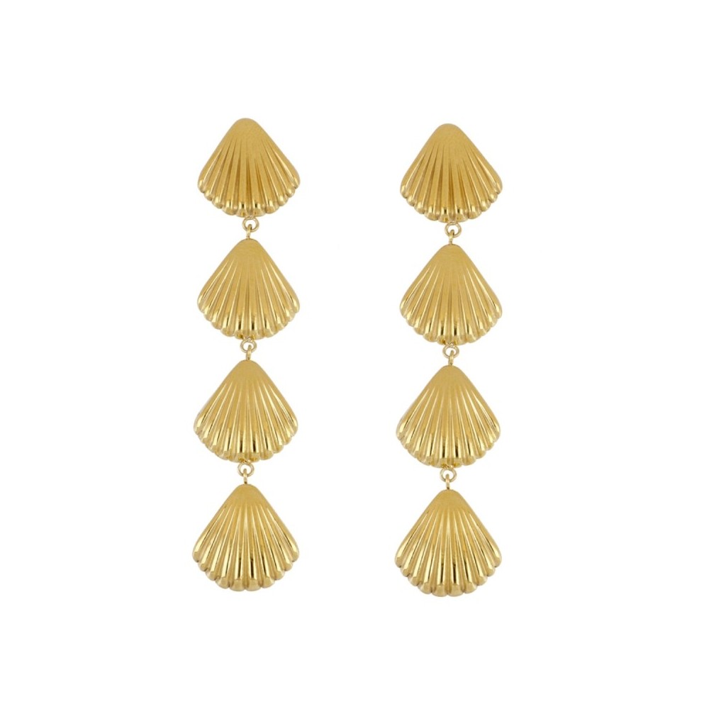 Pendientes de Acero Dorado con Diseño de Conchas Marinas - Elegancia y