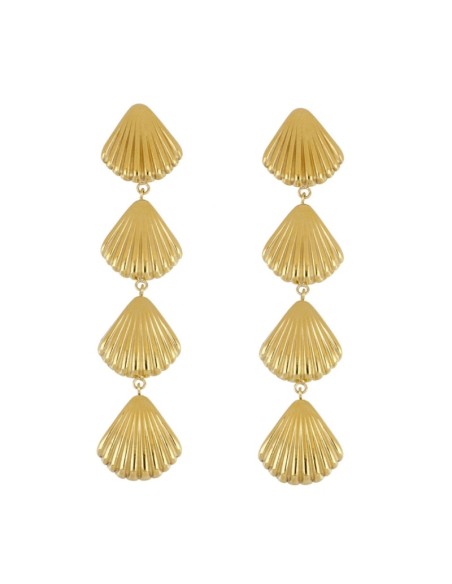 Pendientes de Acero Dorado con Diseño de Conchas Marinas - Elegancia y