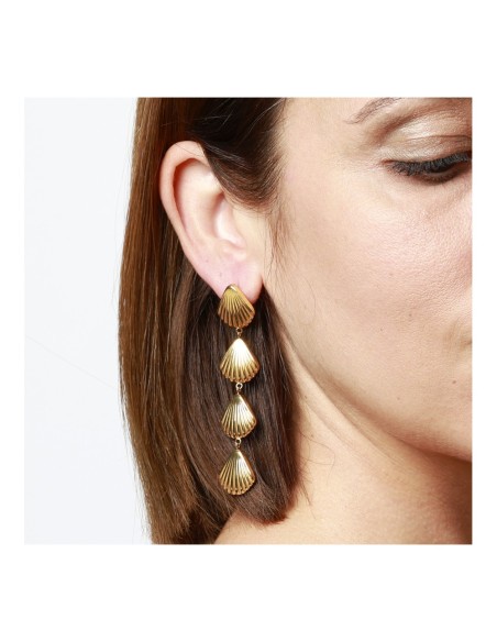 Pendientes de Acero Dorado con Diseño de Conchas Marinas - Elegancia y
