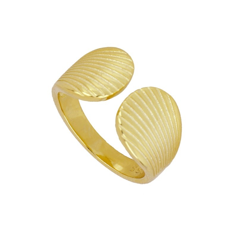 ANILLO CONCHAS MARINAS ACERO DORADO